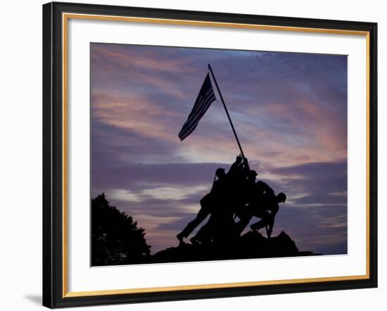 US Marine Corps Memorial is Silhouetted Against the Early Morning Sky in Arlington, Virginia-null-Framed Photographic Print