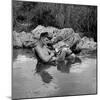 US Marine Rifleman Relaxes in a Cool Mountain Stream, Vietnam, 1968-null-Mounted Photo