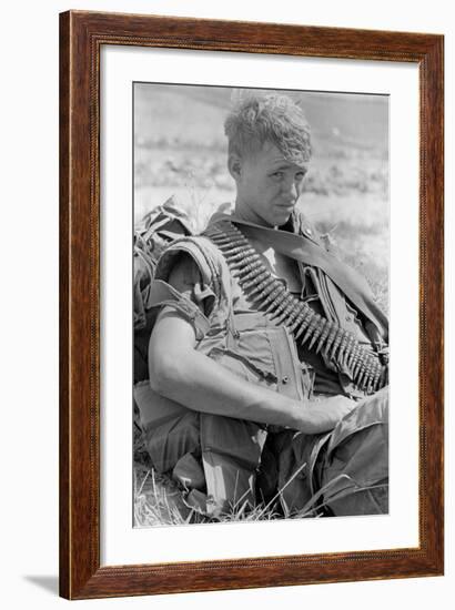 US Marine Takes a Break North of an Hoa, North Vietnam, 1969-null-Framed Photo