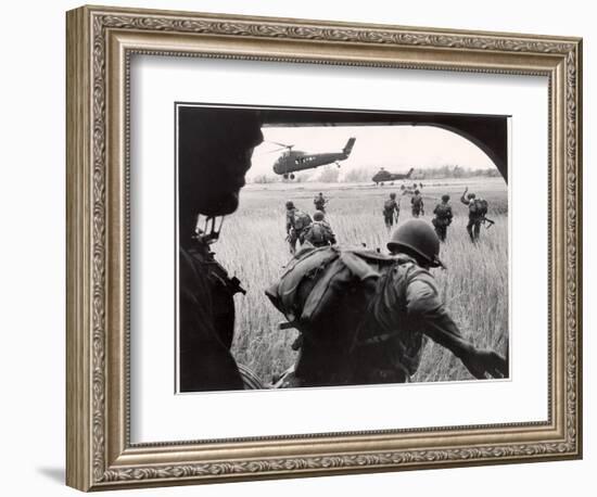 US Marines 163rd Helicopter Squadron Discharging South Vietnamese Troops for an Assault-Larry Burrows-Framed Photographic Print