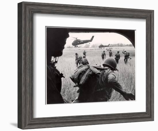 US Marines 163rd Helicopter Squadron Discharging South Vietnamese Troops for an Assault-Larry Burrows-Framed Photographic Print