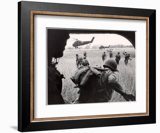 US Marines 163rd Helicopter Squadron Discharging South Vietnamese Troops for an Assault-Larry Burrows-Framed Photographic Print