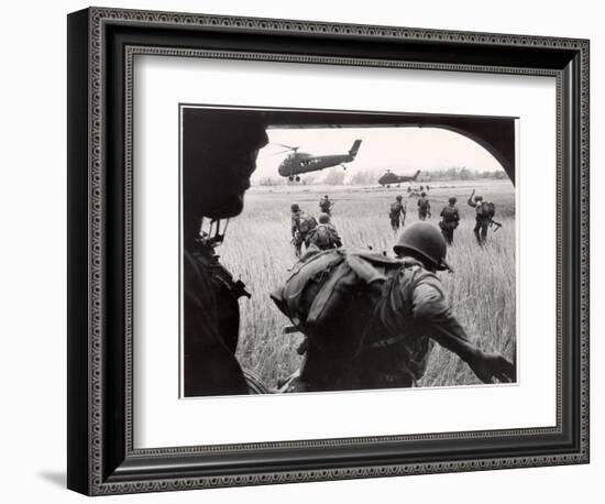 US Marines 163rd Helicopter Squadron Discharging South Vietnamese Troops for an Assault-Larry Burrows-Framed Photographic Print