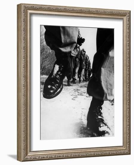 US Marines on 50 Mile Walk, a Challenge Issued in Old Executive Order by President Teddy Roosevelt-Leonard Mccombe-Framed Photographic Print