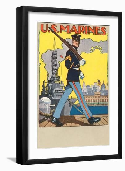 US Marines, Patrolling Dock-null-Framed Art Print