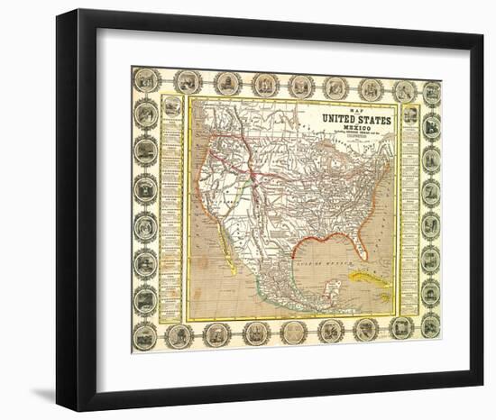 US Mexico Map 1846-null-Framed Art Print