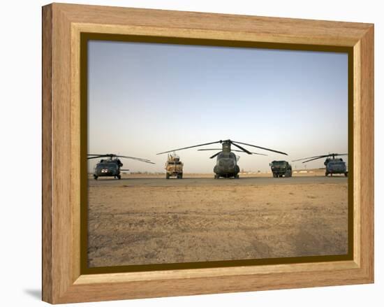 US Military Vehicles and Aircraft Lined Up on the Taxiway at Camp Speicher, Iraq-null-Framed Premier Image Canvas