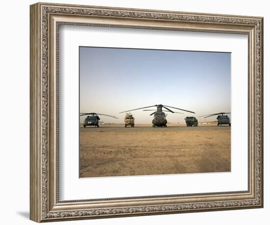 US Military Vehicles and Aircraft Lined Up on the Taxiway at Camp Speicher, Iraq-null-Framed Photographic Print