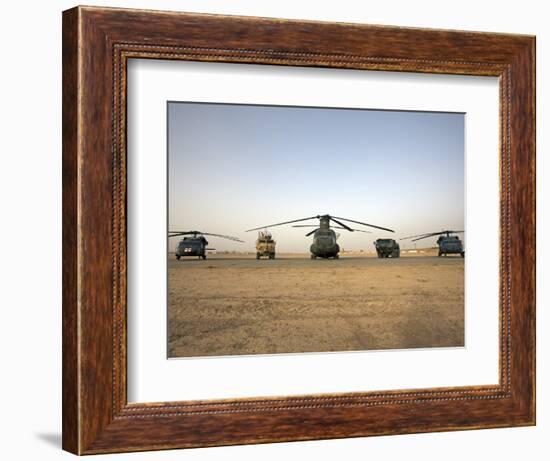 US Military Vehicles and Aircraft Lined Up on the Taxiway at Camp Speicher, Iraq-null-Framed Photographic Print