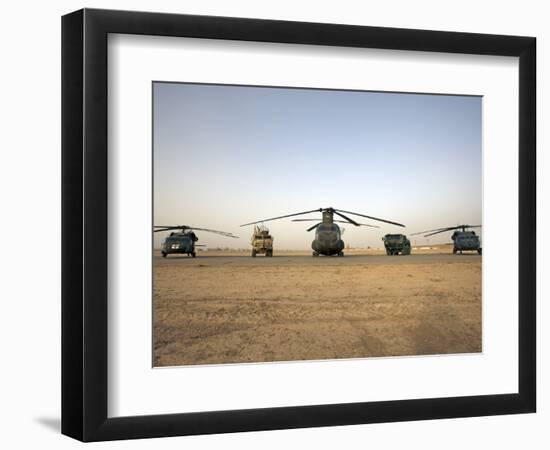 US Military Vehicles and Aircraft Lined Up on the Taxiway at Camp Speicher, Iraq-null-Framed Photographic Print