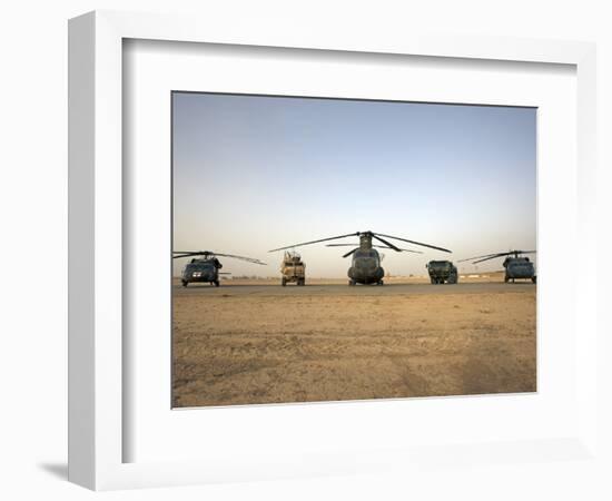 US Military Vehicles and Aircraft Lined Up on the Taxiway at Camp Speicher, Iraq-null-Framed Photographic Print