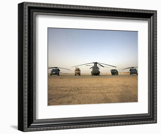 US Military Vehicles and Aircraft Lined Up on the Taxiway at Camp Speicher, Iraq-null-Framed Photographic Print