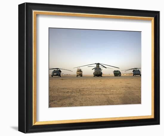 US Military Vehicles and Aircraft Lined Up on the Taxiway at Camp Speicher, Iraq-null-Framed Photographic Print