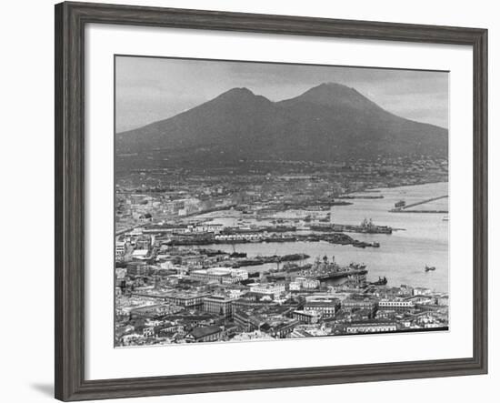 US Naval Ships Sailing Through Naples Harbor-null-Framed Photographic Print