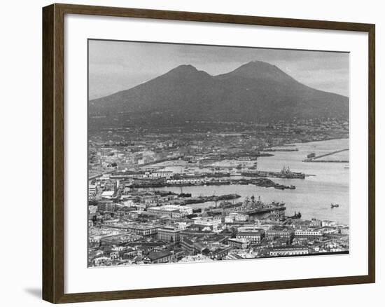 US Naval Ships Sailing Through Naples Harbor-null-Framed Photographic Print