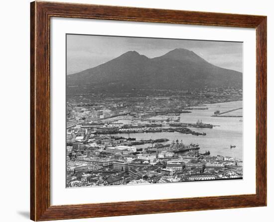 US Naval Ships Sailing Through Naples Harbor-null-Framed Photographic Print