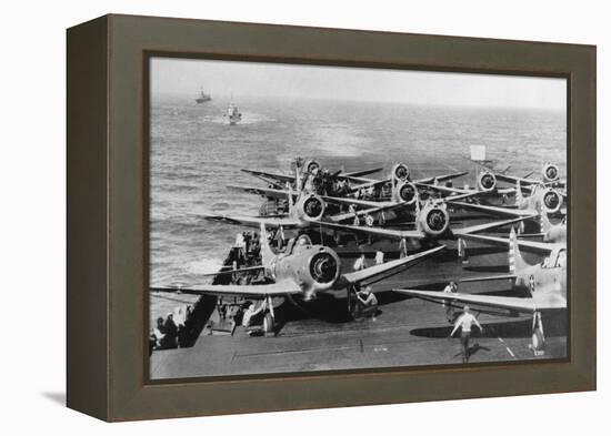 Us Navy Aircraft Carrier before the Attack Agaist Japan-null-Framed Premier Image Canvas