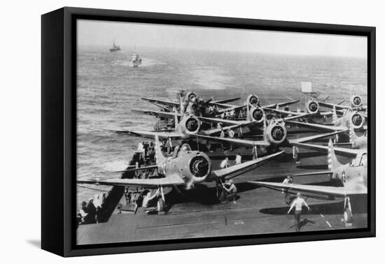 Us Navy Aircraft Carrier before the Attack Agaist Japan-null-Framed Premier Image Canvas