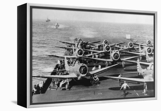 Us Navy Aircraft Carrier before the Attack Agaist Japan-null-Framed Premier Image Canvas