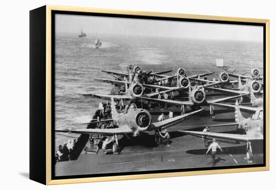 Us Navy Aircraft Carrier before the Attack Agaist Japan-null-Framed Premier Image Canvas