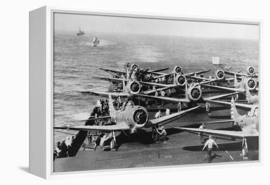 Us Navy Aircraft Carrier before the Attack Agaist Japan-null-Framed Premier Image Canvas