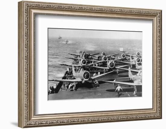 Us Navy Aircraft Carrier before the Attack Agaist Japan-null-Framed Photographic Print