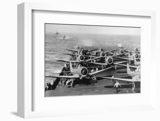 Us Navy Aircraft Carrier before the Attack Agaist Japan-null-Framed Photographic Print