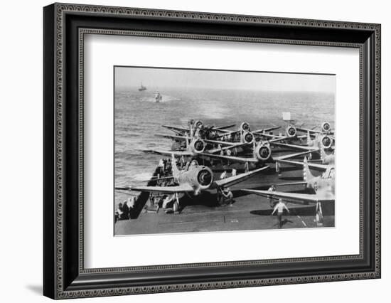 Us Navy Aircraft Carrier before the Attack Agaist Japan-null-Framed Photographic Print