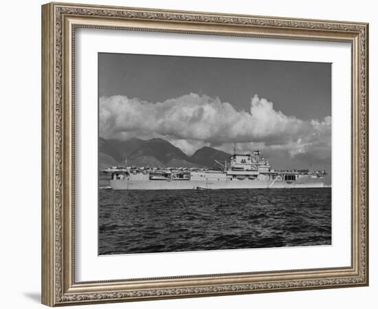 US Navy Aircraft Carrier "Enterprise" During Maneuvers in Hawaii-Carl Mydans-Framed Photographic Print