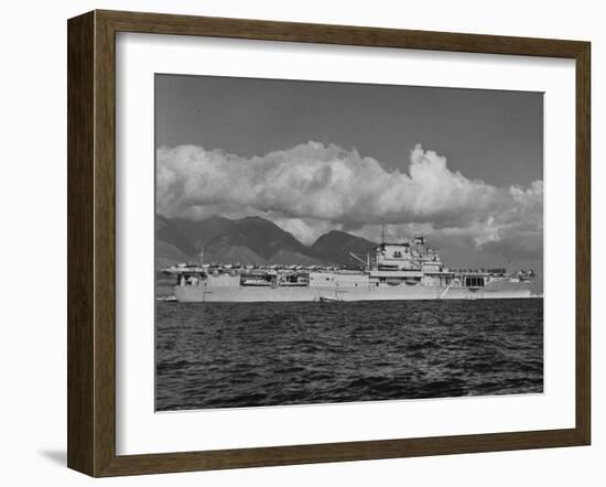 US Navy Aircraft Carrier "Enterprise" During Maneuvers in Hawaii-Carl Mydans-Framed Photographic Print