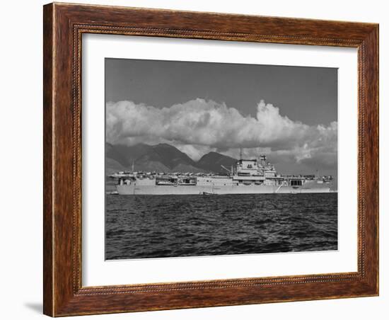 US Navy Aircraft Carrier "Enterprise" During Maneuvers in Hawaii-Carl Mydans-Framed Photographic Print