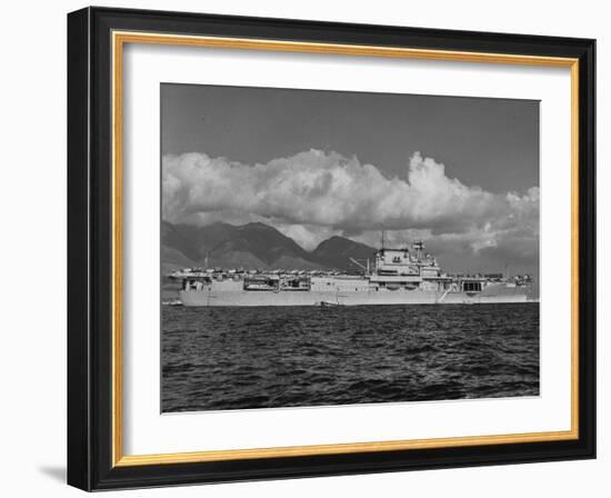 US Navy Aircraft Carrier "Enterprise" During Maneuvers in Hawaii-Carl Mydans-Framed Photographic Print