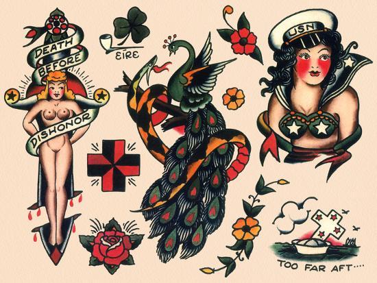 US Navy and Sailor Tattoos, Authentic Vintage Tatooo Flash by Norman Collin...