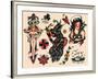 US Navy and Sailor Tattoos, Authentic Vintage Tatooo Flash by Norman Collins, aka, Sailor Jerry-Piddix-Framed Art Print
