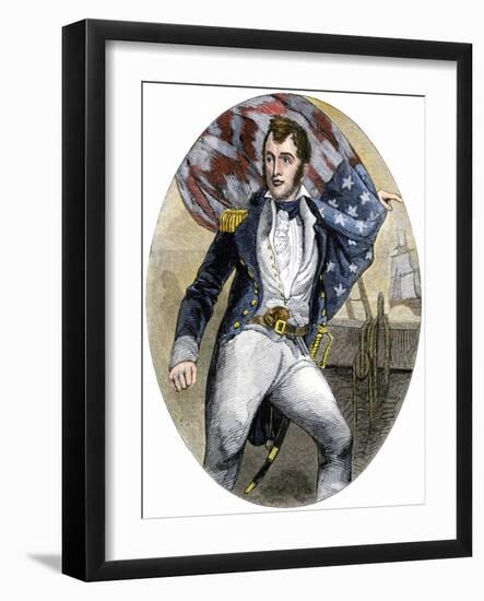 Us Navy Commander Oliver Hazard Perry During the Battle of Lake Erie, War of 1812-null-Framed Giclee Print