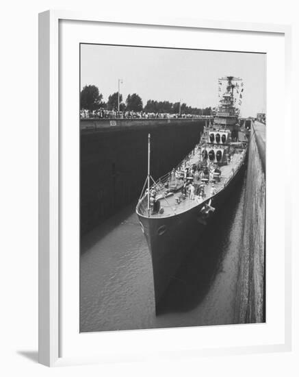 US Navy Cruiser "Macon" Going Through St. Lawrence Seaway-null-Framed Photographic Print