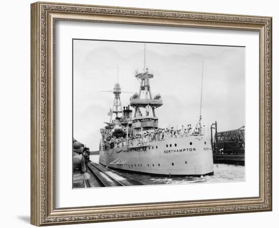 Us Navy Cruiser USS Northampton (Ca-2), Panama Canal, Panama, 1931-null-Framed Photographic Print