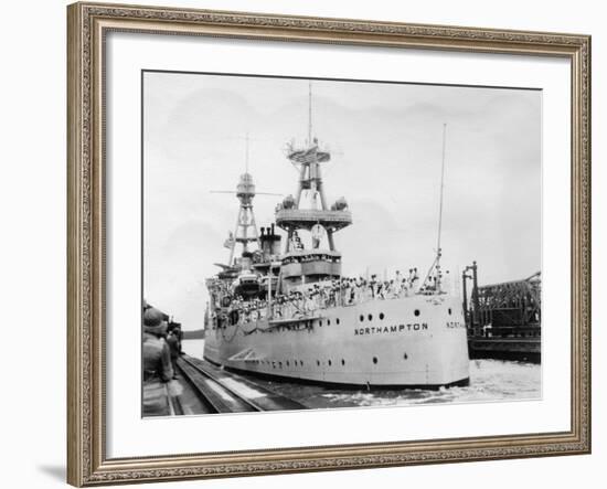 Us Navy Cruiser USS Northampton (Ca-2), Panama Canal, Panama, 1931-null-Framed Photographic Print