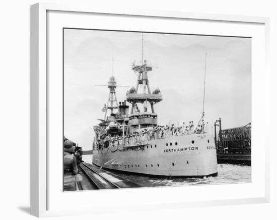 Us Navy Cruiser USS Northampton (Ca-2), Panama Canal, Panama, 1931-null-Framed Photographic Print