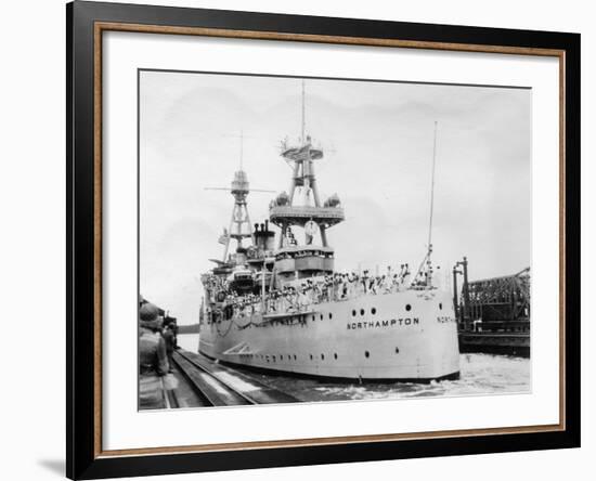 Us Navy Cruiser USS Northampton (Ca-2), Panama Canal, Panama, 1931-null-Framed Photographic Print