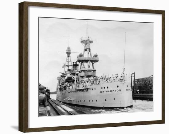 Us Navy Cruiser USS Northampton (Ca-2), Panama Canal, Panama, 1931-null-Framed Photographic Print