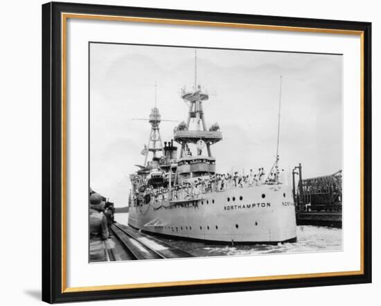 Us Navy Cruiser USS Northampton (Ca-2), Panama Canal, Panama, 1931-null-Framed Photographic Print