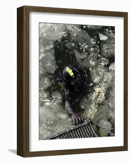 US Navy Diver Swims Back to the Dive Training Boat-Stocktrek Images-Framed Photographic Print