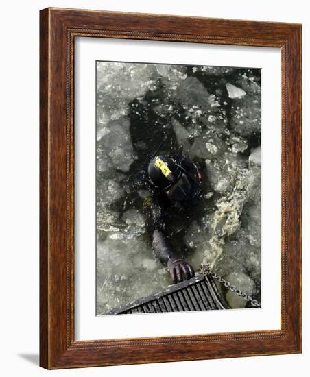 US Navy Diver Swims Back to the Dive Training Boat-Stocktrek Images-Framed Photographic Print