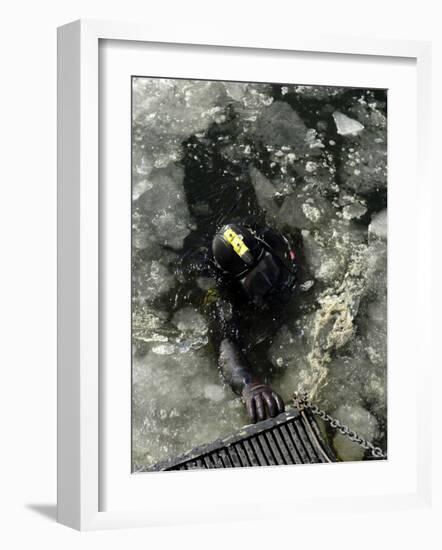 US Navy Diver Swims Back to the Dive Training Boat-Stocktrek Images-Framed Photographic Print