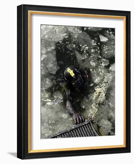 US Navy Diver Swims Back to the Dive Training Boat-Stocktrek Images-Framed Photographic Print