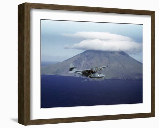 US Navy Pby Patrol Plane Flying Past Segula Island in the Aleutian Islands-Dmitri Kessel-Framed Photographic Print