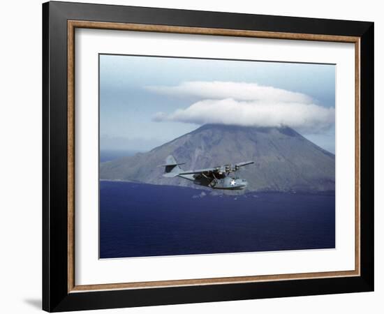 US Navy Pby Patrol Plane Flying Past Segula Island in the Aleutian Islands-Dmitri Kessel-Framed Photographic Print