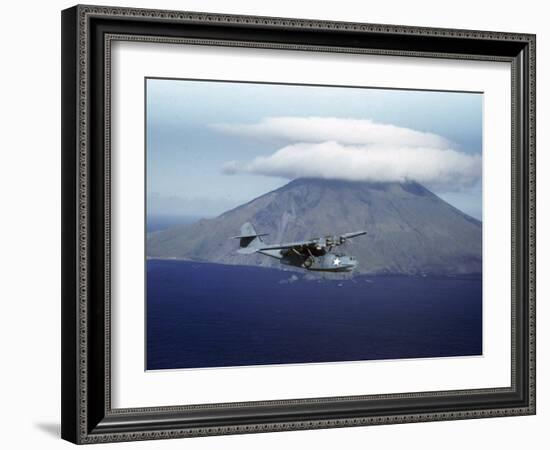 US Navy Pby Patrol Plane Flying Past Segula Island in the Aleutian Islands-Dmitri Kessel-Framed Photographic Print