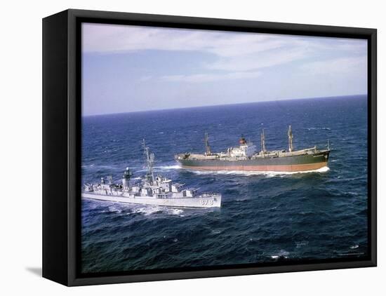 US Navy Picket Ship,Vesole, Intercepting Missile Carrying Soviet Ship Potzunov-Carl Mydans-Framed Premier Image Canvas